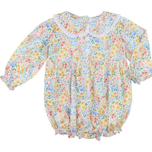 Multi-Colored Floral Corduroy Eyelet Bubble | Cecil and Lou