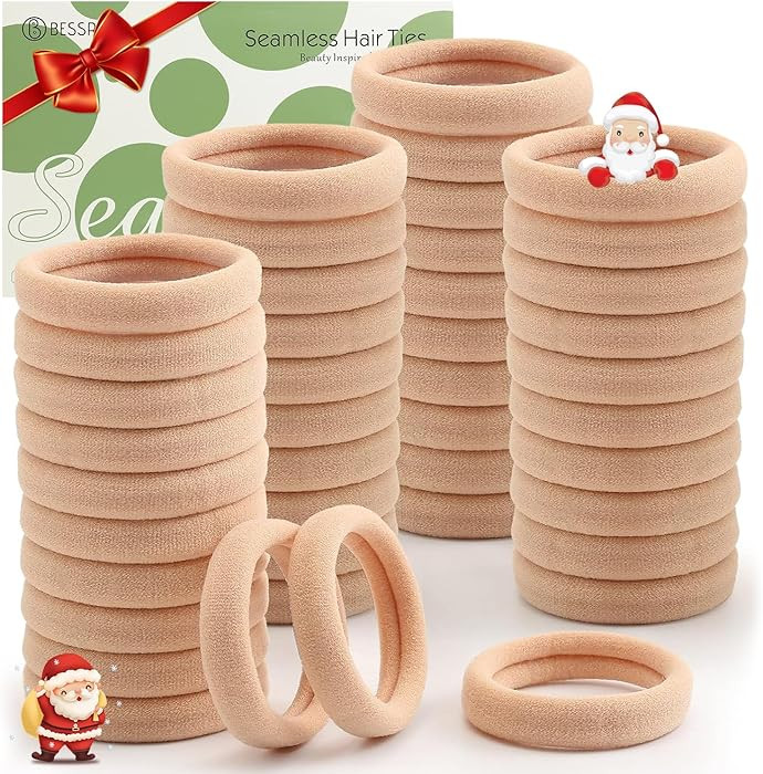 100 Pcs Thick Seamless Tan Hair Ties, Ponytail Holders Hair Accessories No Damage for Thick Hair ... | Amazon (US)