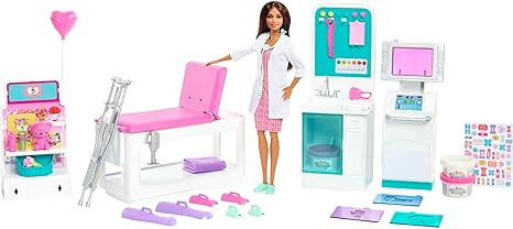 Barbie Fast Cast Clinic Doll & Playset, Brunette Doctor Doll, Furniture & 30+ Accessories Includi... | Amazon (US)