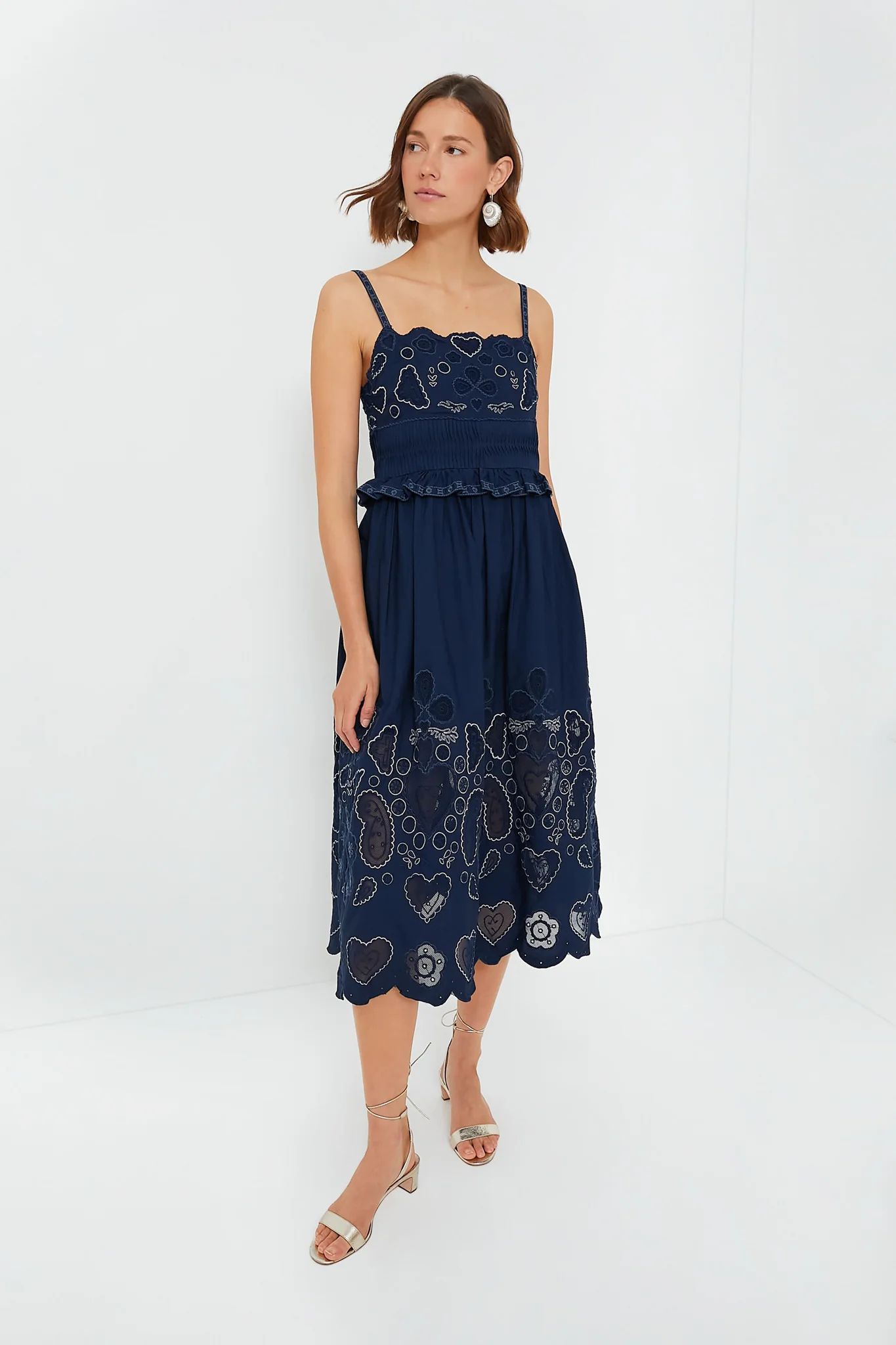 Navy Jeanetta Eyelet Sleeveless Dress | Tuckernuck (US)