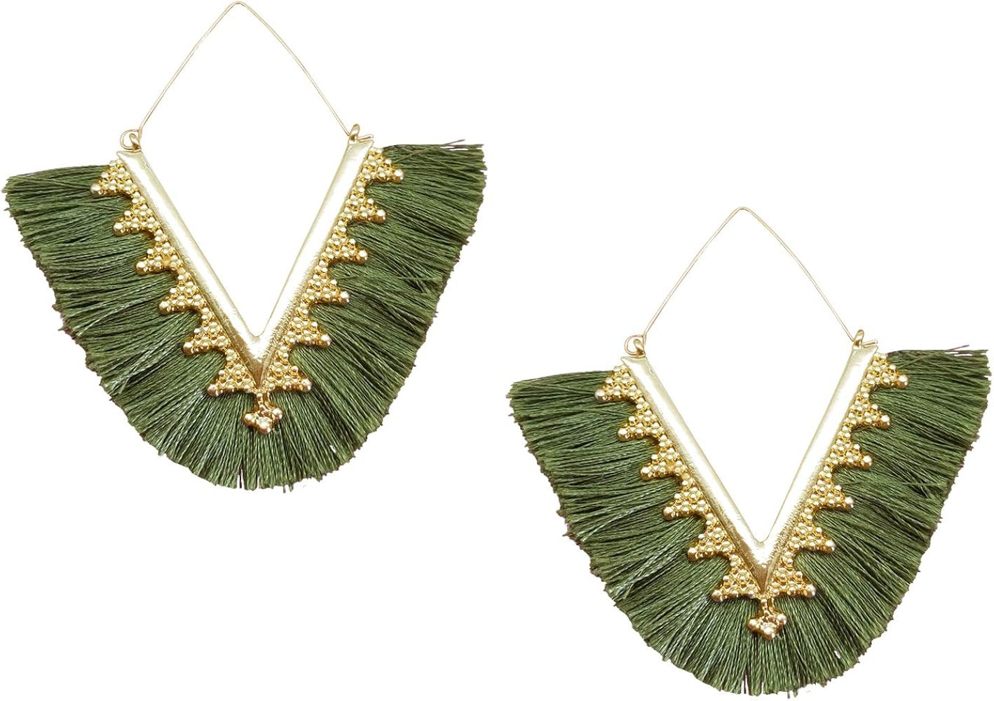 Tassel Hoop Earring Statement Thread Dangle Earrings Stylish Long Fringe Drop Earrings Lightweigh... | Amazon (US)