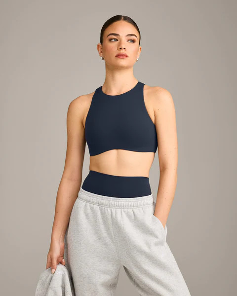 SoftMotion™ High Neck Sports Bra with Gray Logo 
 True Blue | Oner Active (UK / US)