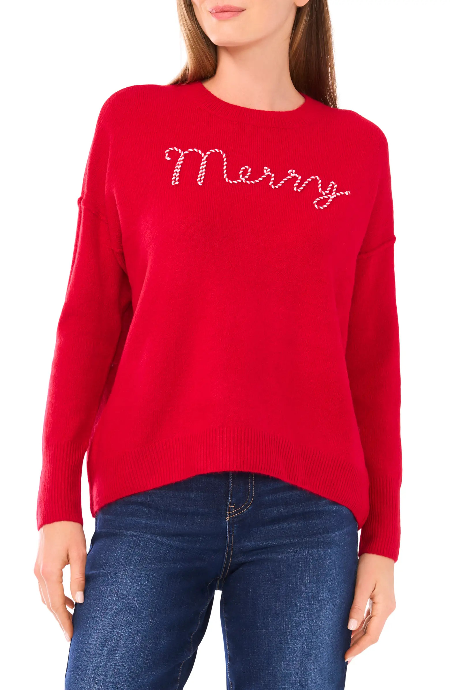 CeCe Holiday Candy Cane Stitch Sweater | Nordstromrack | Nordstrom Rack