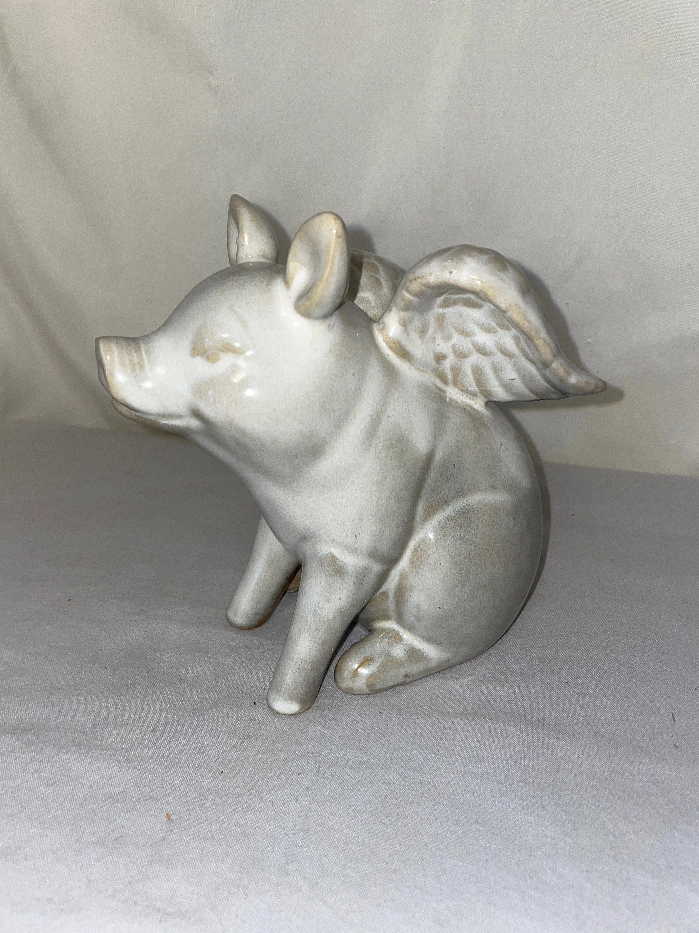 Vintage Ceramic Pig With Wings - Etsy | Etsy (US)
