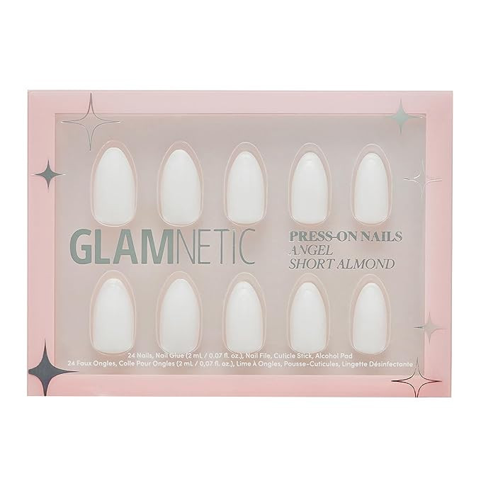 Glamnetic Press On Nails - Angel | Opaque White Short Almond Nails, Reusable | 12 Sizes - 24 Nail... | Amazon (US)