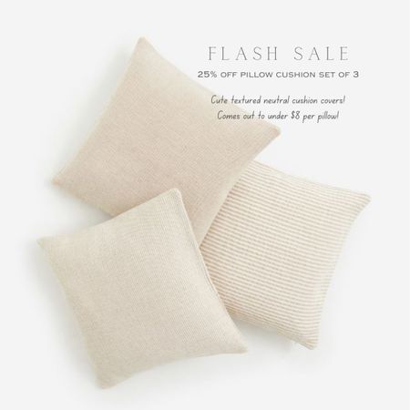 Flash sale on this beautiful neutral cushion pack for a steal!! Under $8 per pillow! 

#LTKFindsUnder100 #LTKHome #LTKSaleAlert #LTKFindsUnder100