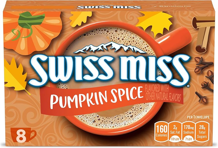Swiss Miss Pumpkin Spice Flavored Hot Cocoa Mix, Halloween Hot Cocoa, 1.38 oz., 8-Count Envelopes | Amazon (US)