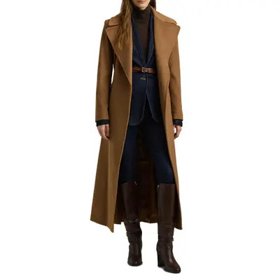 Lauren Ralph Lauren Belted Wool Blend Wrap Coat in Moda Cream at Nordstrom, Size 10 | Nordstrom