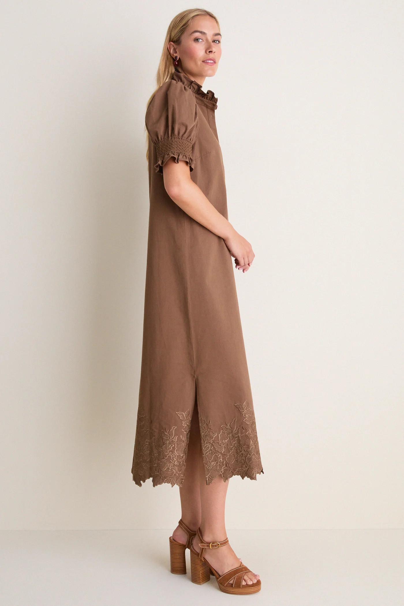 Mocha Embroidery Eliza Midi Dress | Tuckernuck (US)