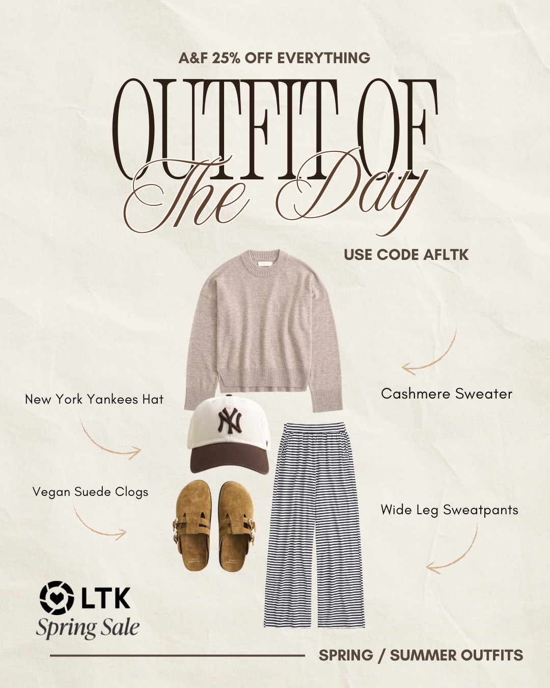 The LTK Spring Sale starts today and Abercrombie is 25% off sitewide. This is such an easy everyday outfit — comfy but still cute. The trendy striped wide leg sweatpants and baseball cap are perfect for running errands, grabbing coffee, or casual spring days!
spring outfits 2026, date night outfits, vacation outfits beach, easter basket stuffers, easter dress women, st patricks day outfit women, spring dresses, work outfits, plus size fashion, spring break outfits
ltk spring sale, abercrombie outfits, everyday outfits, comfy outfit ideas, casual spring outfits 

 #LTKSpringSale #LTKootd #LTKSaleAlert