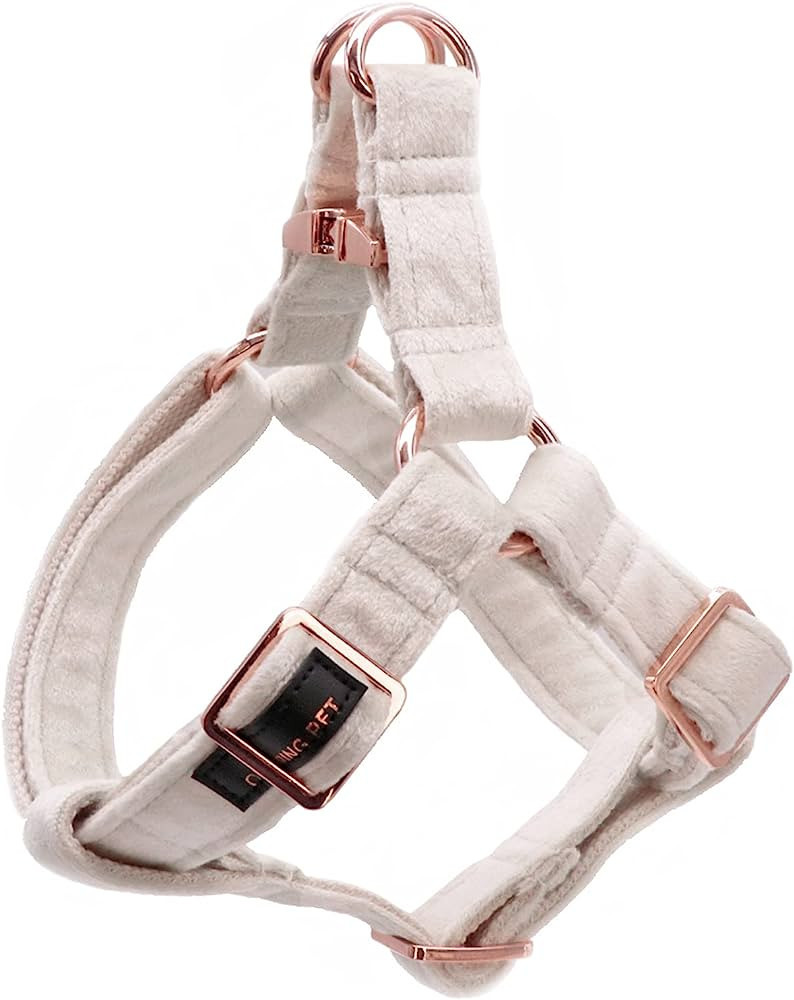 ARING PET Dog Halter Harness, Velvet Dog Harness, Adjustable No Pull White Dogs Halter Harness. | Amazon (US)