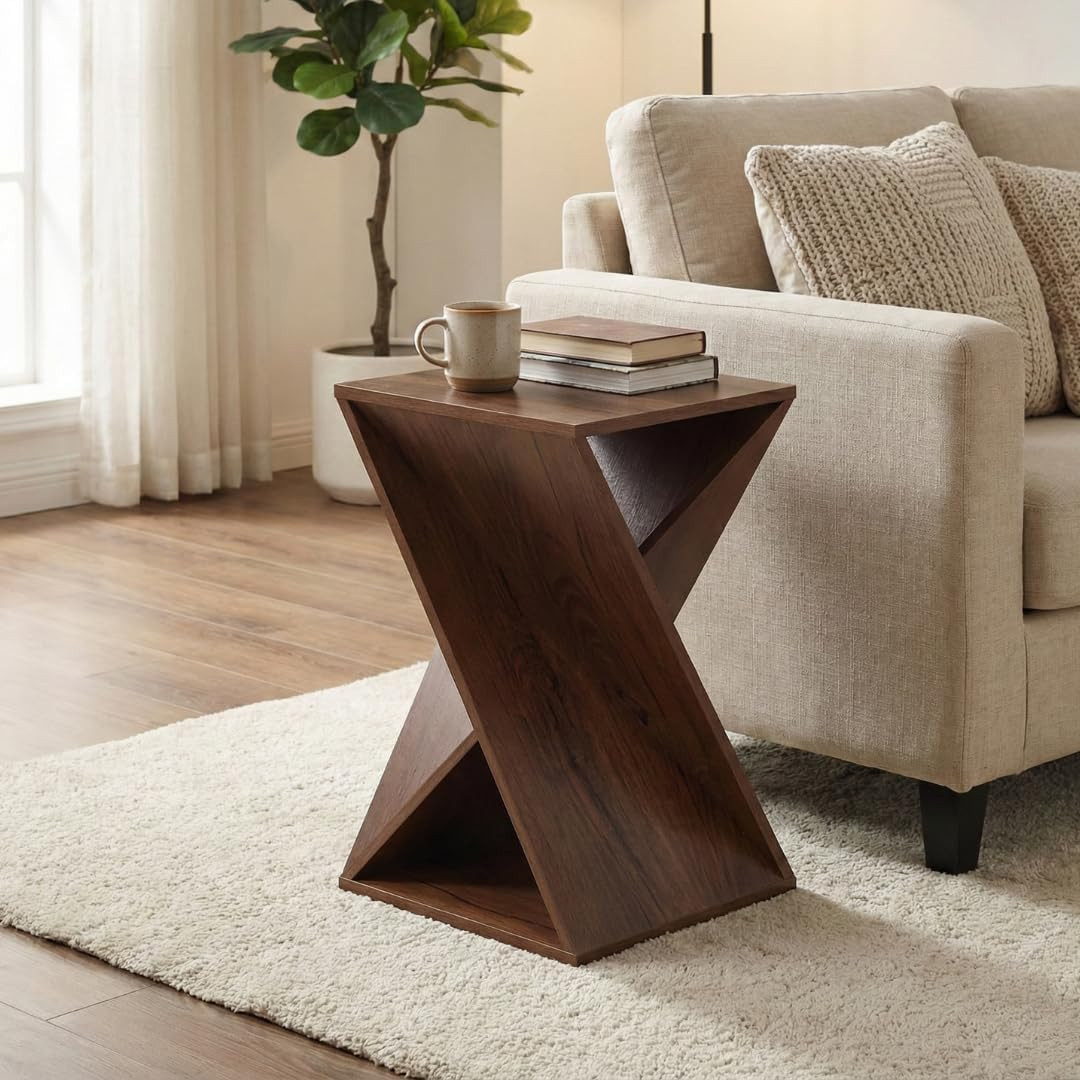 Albany Living Twisted Wood Accent Side Table, Architectural, Walnut | Amazon (US)