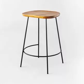 Metal Base Counter Height Stool with Wood Seat Brown - Threshold™ designed with Studio McGee | Target