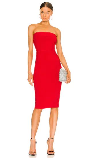 x REVOLVE Strapless Dress to Knee Dress in Red | Revolve Clothing (Global)