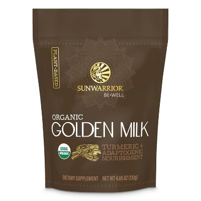 Organic Golden Milk Powder, Ashwaghanda & Turmeric Curcumin for Relaxation and Body Nourishment, Sunwarrior, 90g pouch (30 srv) | Target