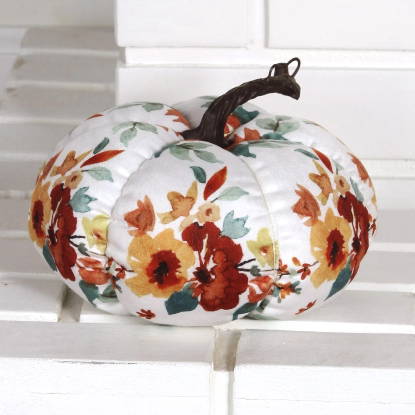 Plush Floral Pumpkins - Harvest Fall Shelf or Tabletop Farmhouse Decor - Short | Walmart (US)