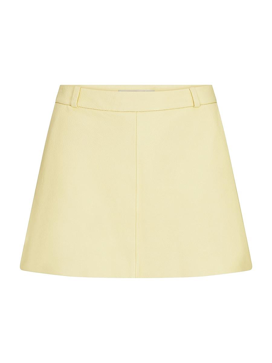 Women's A-Line Leather Miniskirt - Lemon - Size 0 | Saks Fifth Avenue