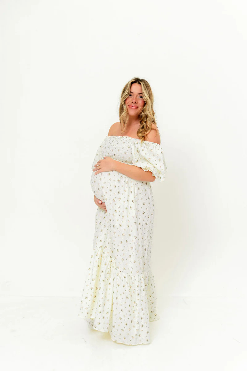 Livvy 100% Cotton Dress in Ivory/Pink Floral (Fully Lined) - Bump Frie | Worth Collective