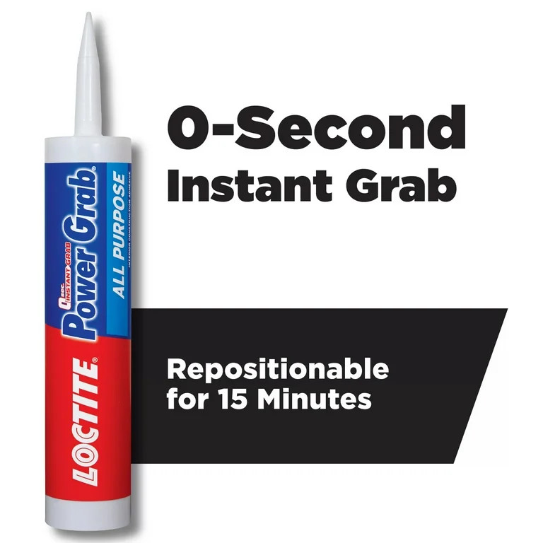 Loctite Power Grab Construction Adhesive All Purpose, Pack of 1, White 9 fl oz Cartridge | Walmart (US)