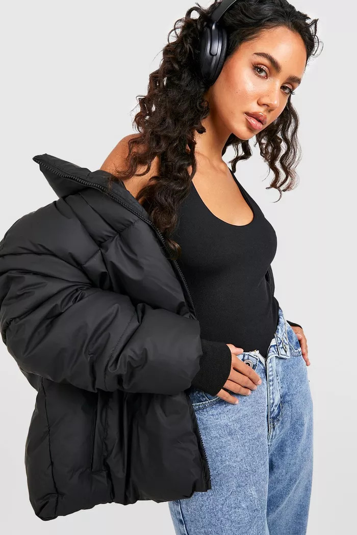 Rubberised Funnel Neck Jacket | boohoo (US & Canada)