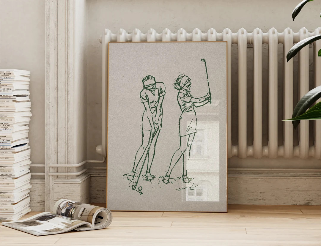 Preppy Golf Swing Instructional Print | Vintage Golf Wall Decor for Women | 50s Feminine Retro At... | Etsy (US)