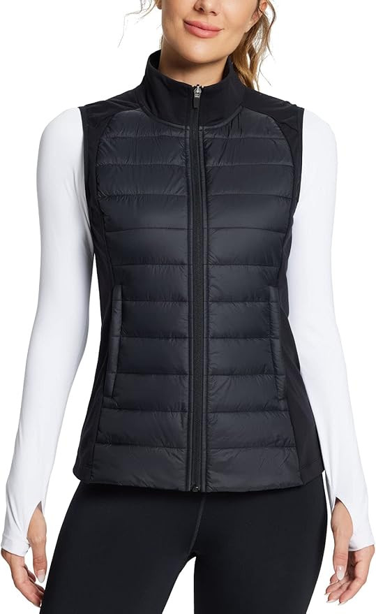 BALEAF Women's Lightweight Warm Puffer Vest Running Winter Hybrid Sleeveless Quilted Water Resist... | Amazon (US)