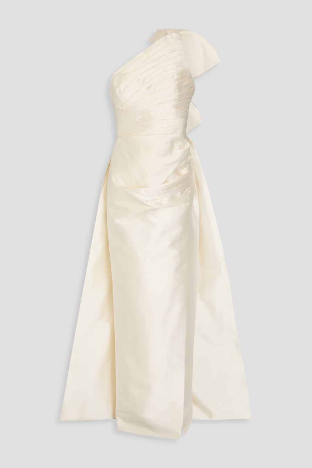 One-shoulder bow-detailed wool and silk-blend mikado gown | The Outnet (US and CA)