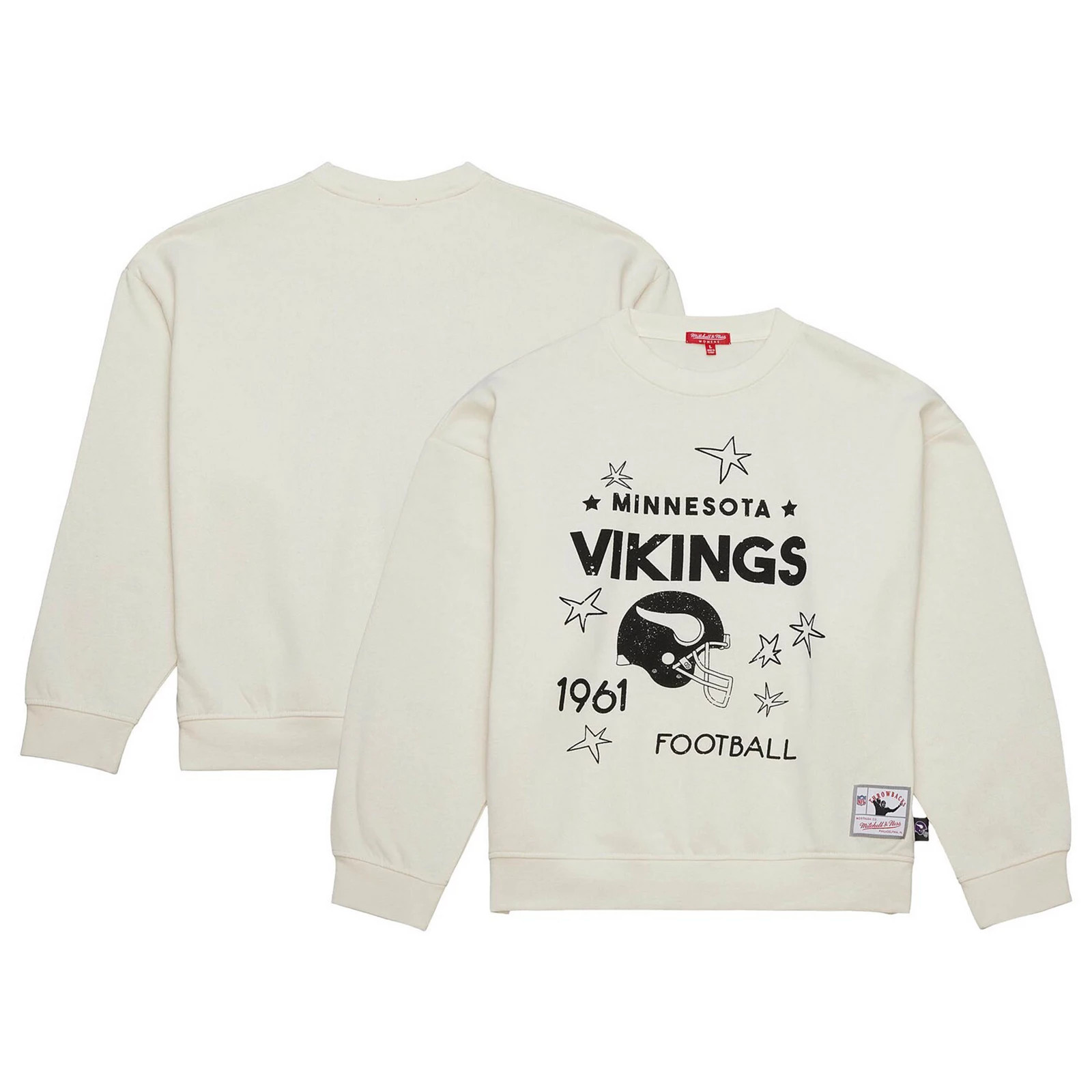 Women's Mitchell & Ness Cream Minnesota Vikings Throwback Logo 3.0 Pullover Sweatshirt, Size: XS, Beige | Kohl's
