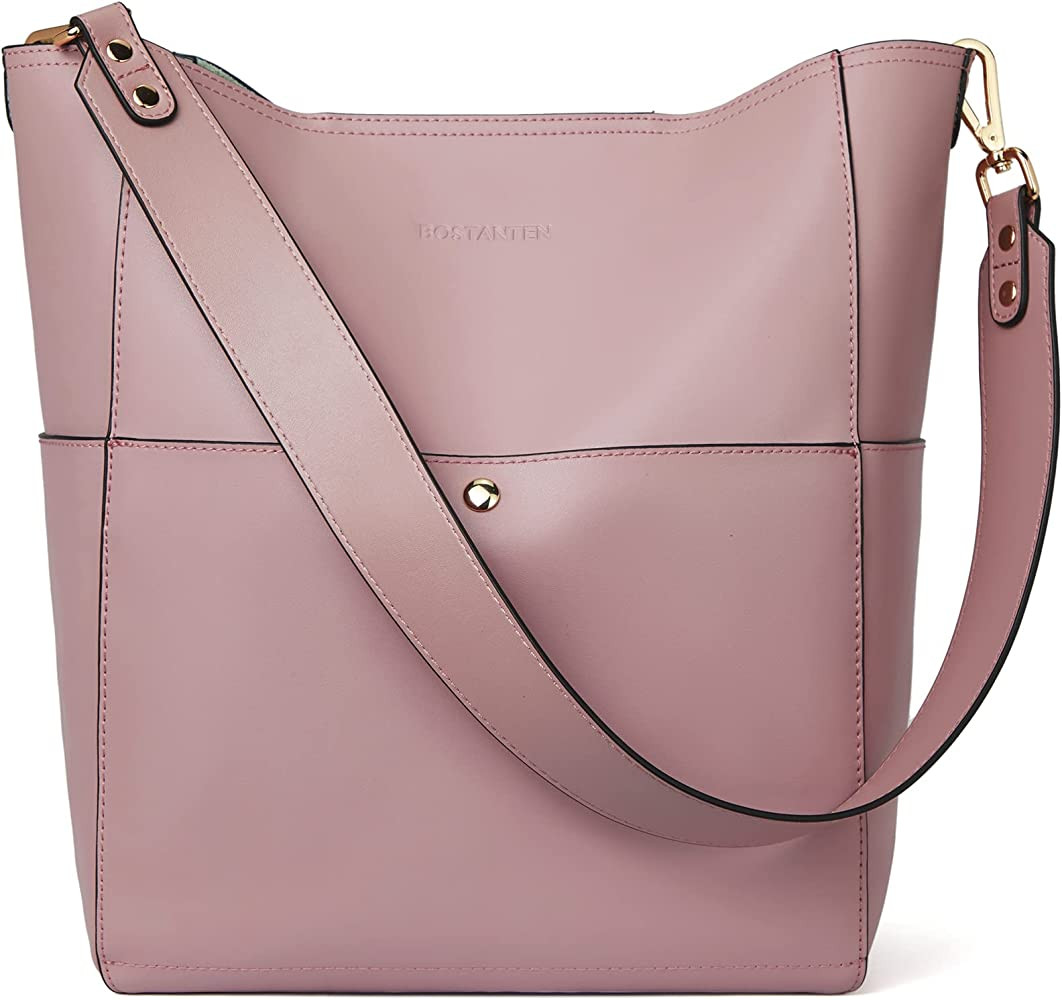 BOSTANTEN Women's Leather Designer Handbags Tote Purses Shoulder Bucket Bags | Amazon (US)
