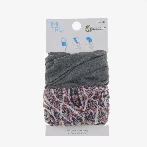 Time and Tru Multiwear Headwrap, 2-Pack (Unisex) | Walmart (US)