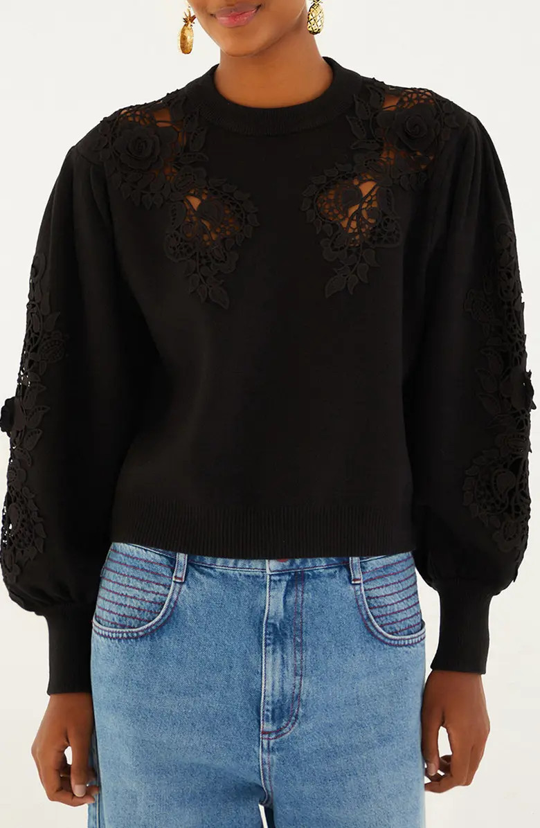 FARM Rio Black Lace Sweater | Nordstrom | Nordstrom