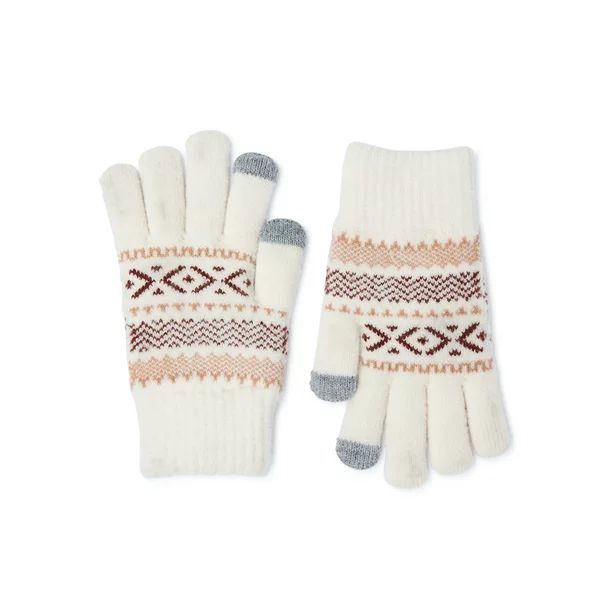 Time and Tru Women's Patterned Knit Gloves - Walmart.com | Walmart (US)