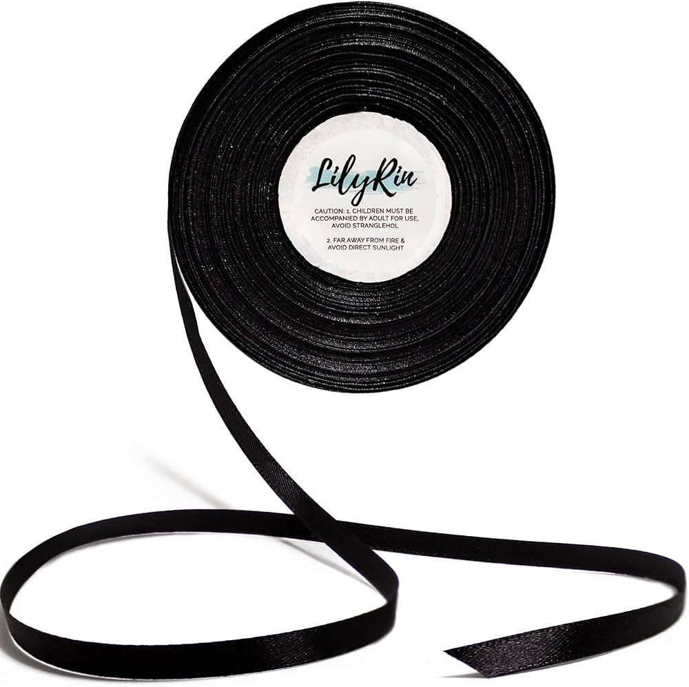 Black Ribbon 1/4 Inches 36 Yards Satin Roll Perfect for Scrapbooking, Art, Halloween, Wreath, Cor... | Amazon (US)