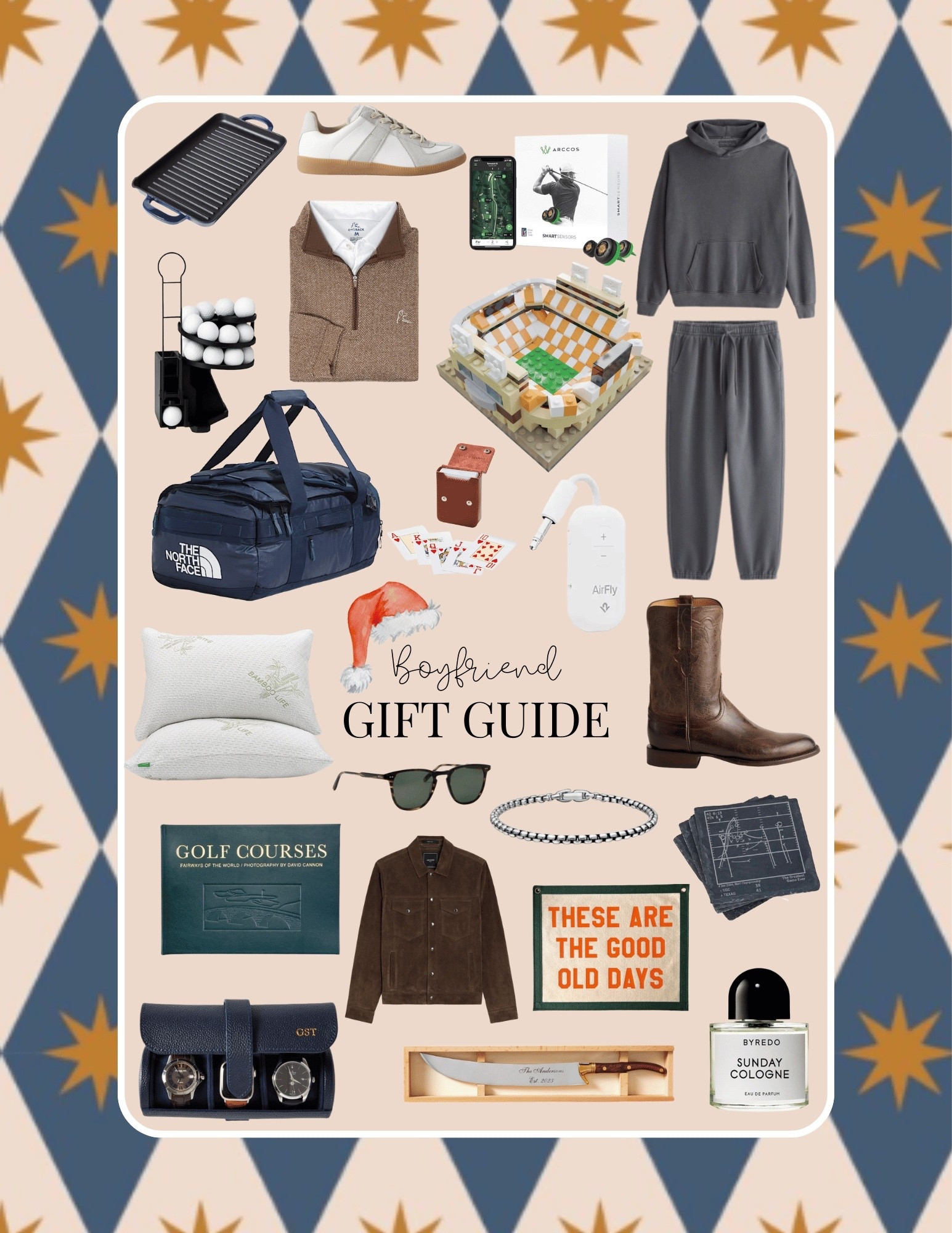 Boyfriend gift guide 

boyfriend, gifts for him, men’s gifts, men’s style, leather sneakers, suede jacket, travel duffel, weekend bag, performance polo, golf gifts, golf accessories, smart golf tracker, golf dispenser, smart rangefinder, sunglasses, men’s bracelet, silver chain, boots, Lucchese boots, cozy sweats, hoodie, flight adapter, airplane accessory, travel gadget, backgammon set, magnetic backgammon, grilling pan, cast iron grill pan, cologne, men’s fragrance, personalized saber, champagne saber, travel watch roll, monogram, holiday gifts, Christmas gifts, LTKGiftGuide, LTKHoliday, LTKCyberWeek.

#LTKHoliday #LTKCyberWeek #LTKGiftGuide