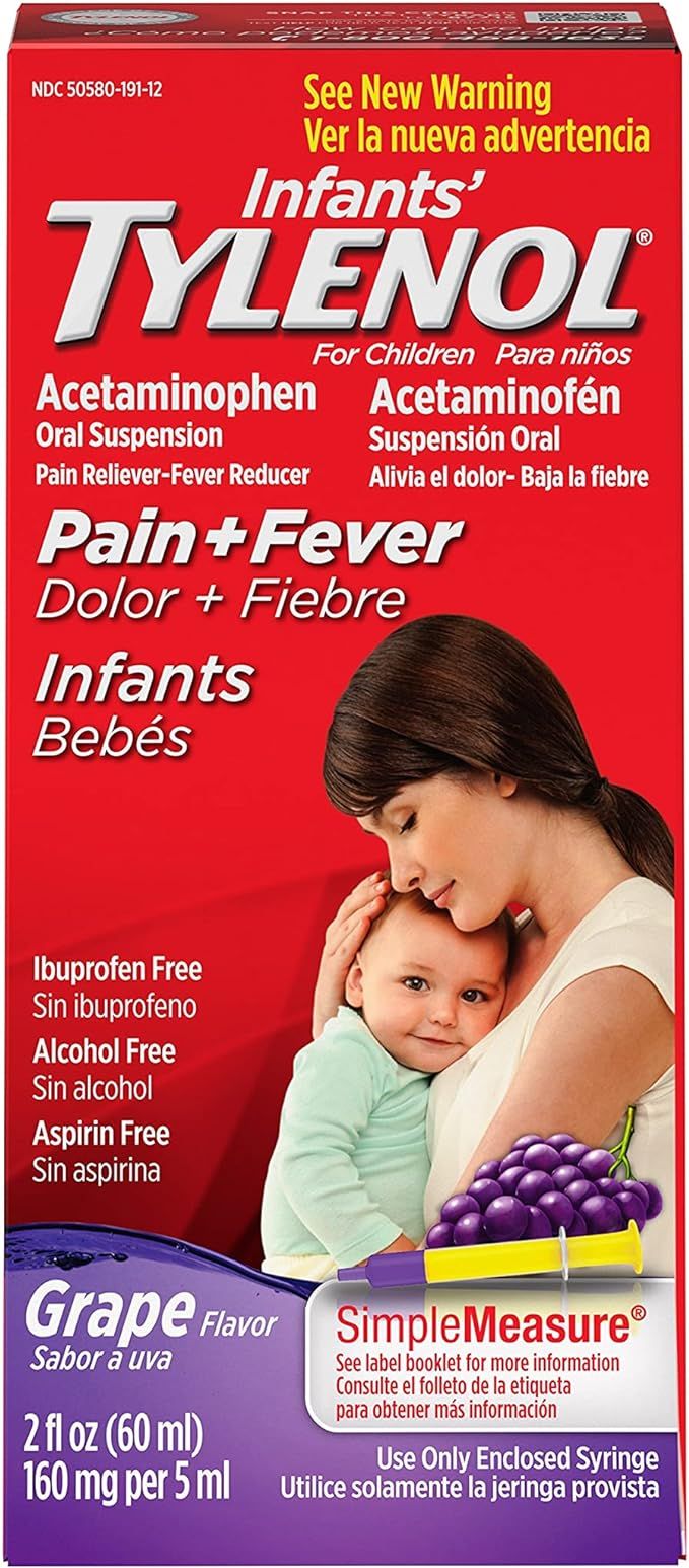 Tylenol Infants' Acetaminophen Liquid Medicine, Grape, 2 Fl Oz | Amazon (US)