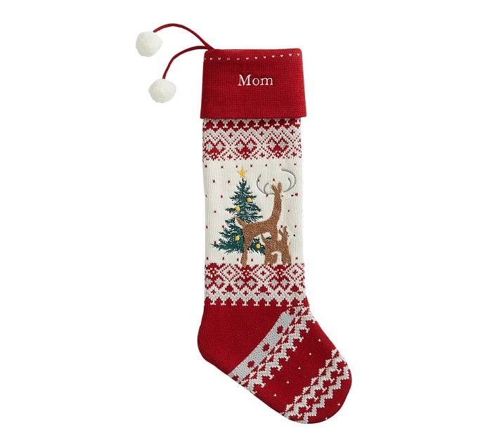 Reindeer Heirloom Knit Christmas Stocking | Pottery Barn Kids