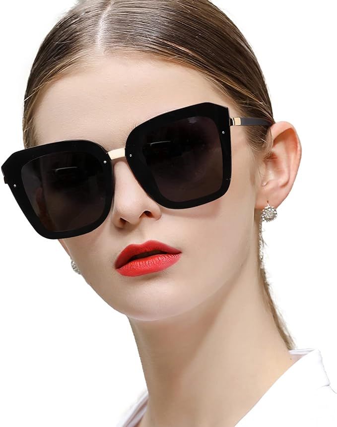Oversized Polarized Sunglasses for Women Vintage Square Cateye UV400 Protection Rimless Sunglasse... | Amazon (US)