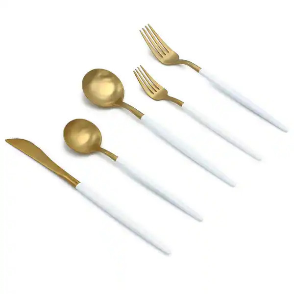 Elyon Lea Matte Two-tone Colored Stainless Steel Flatware Set 20 Pieces - Bed Bath & Beyond - 391... | Bed Bath & Beyond