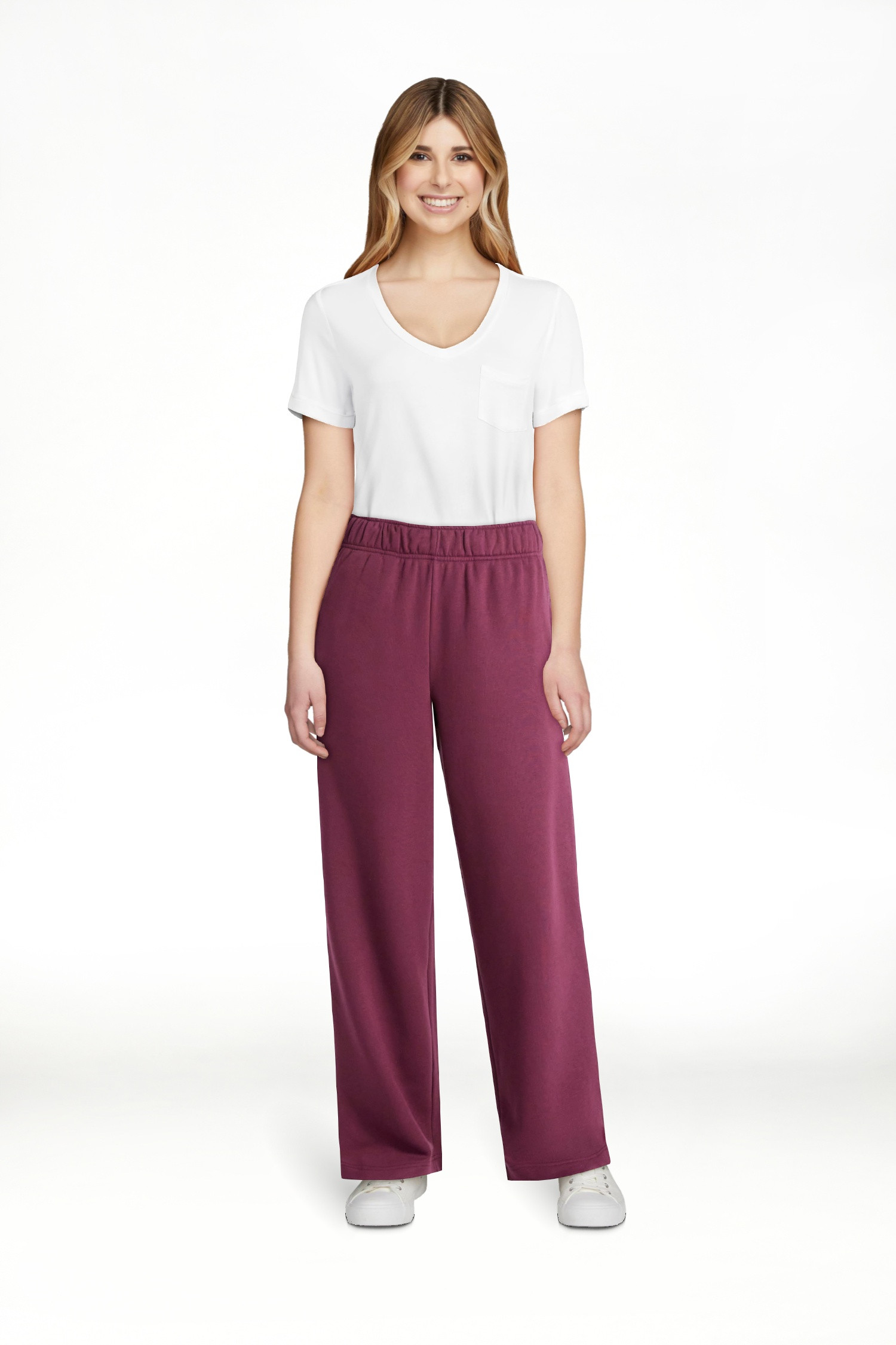No Boundaries Wide-Leg Foldover Fleece Pants, 30'' Inseam, Women's | Walmart (US)