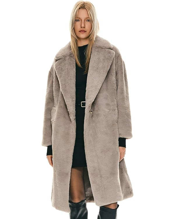 Orolay Women's Fuzzy Fleece Winter Jacket Faux Fur Lapel Coat Mid-Length Sherpa Teddy Coat | Amazon (US)