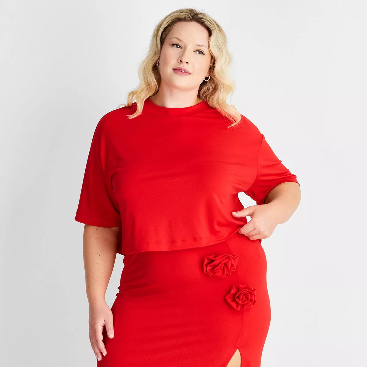 Women's Short Sleeve Cropped T-Shirt - Future Collective Red 2X | Target