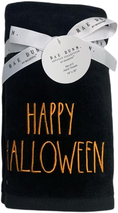 Rae Dunn Set of 2 Rare Fall Hand Towels | Measuring 16" x 30” | Embroidered Happy Halloween | i... | Amazon (US)