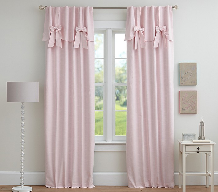 Evelyn Linen Blend Bow Valance Blackout Curtain | Pottery Barn Kids