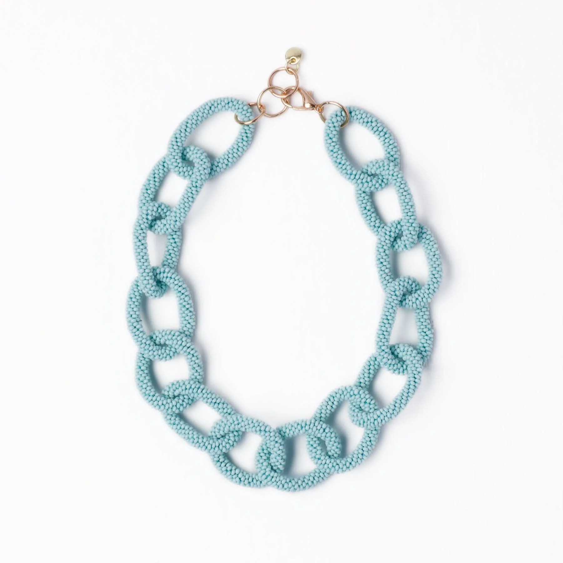 Jenna Chain Link Beaded Necklace Light Blue | INK+ALLOY