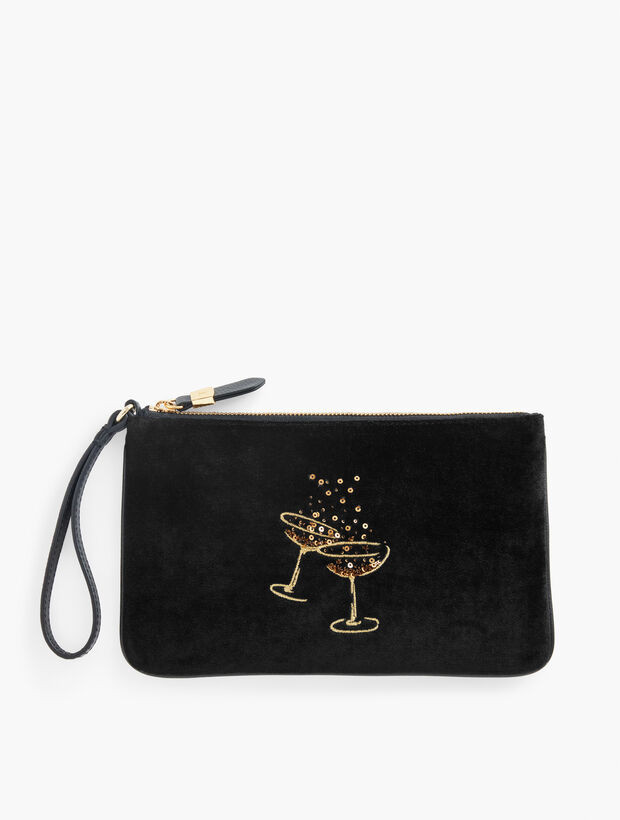 Toasting Glasses Velvet Wristlet | Talbots