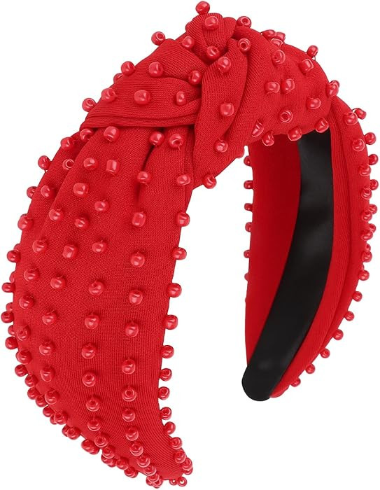 YISSION 1 PC Pearl Knotted Headband Beaded Headband Wide Pearl Headbands Jeweled Embellished Hair... | Amazon (US)