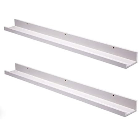 WELLAND Picture Ledge, Photo Ledge, Floating Ledge Wall Shelves, 48-inch, Set of 2, White | Amazon (US)
