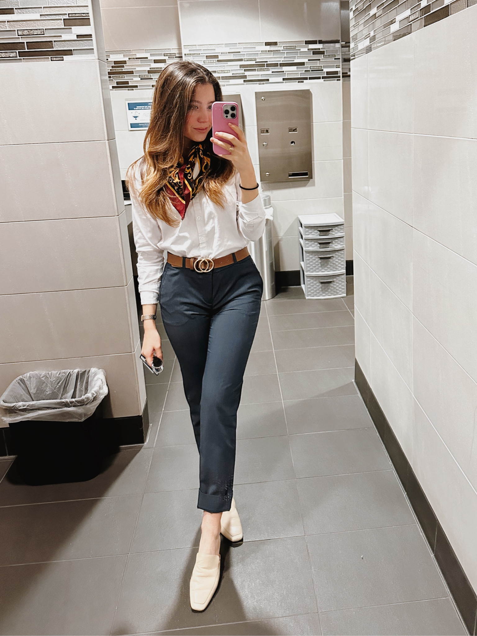 Classic work outfit! Comfy white collared shirt from Ann Taylor (stretchy material), loose pants from BR, and super affordable scarf!!!


#LTKworkwear #LTKbeauty #LTKsalealert