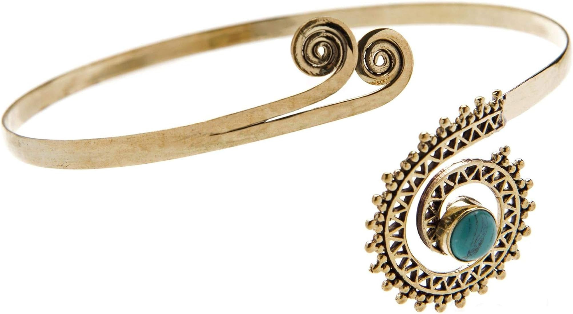 81stgeneration Womens Brass Simulated Turquoise Tribal Upper Arm Cuff Armlet Armband Bangle Brace... | Amazon (US)