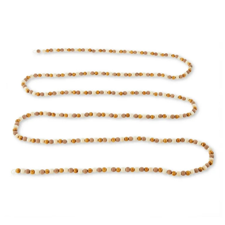 Brown & Natural Wood Bead Christmas Garland, 12', by Holiday Time | Walmart (US)